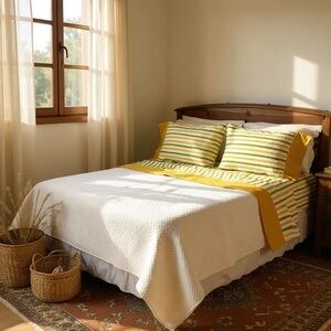 Vintage 70’s Cannon Monticello Striped Full / Double Sheet Set